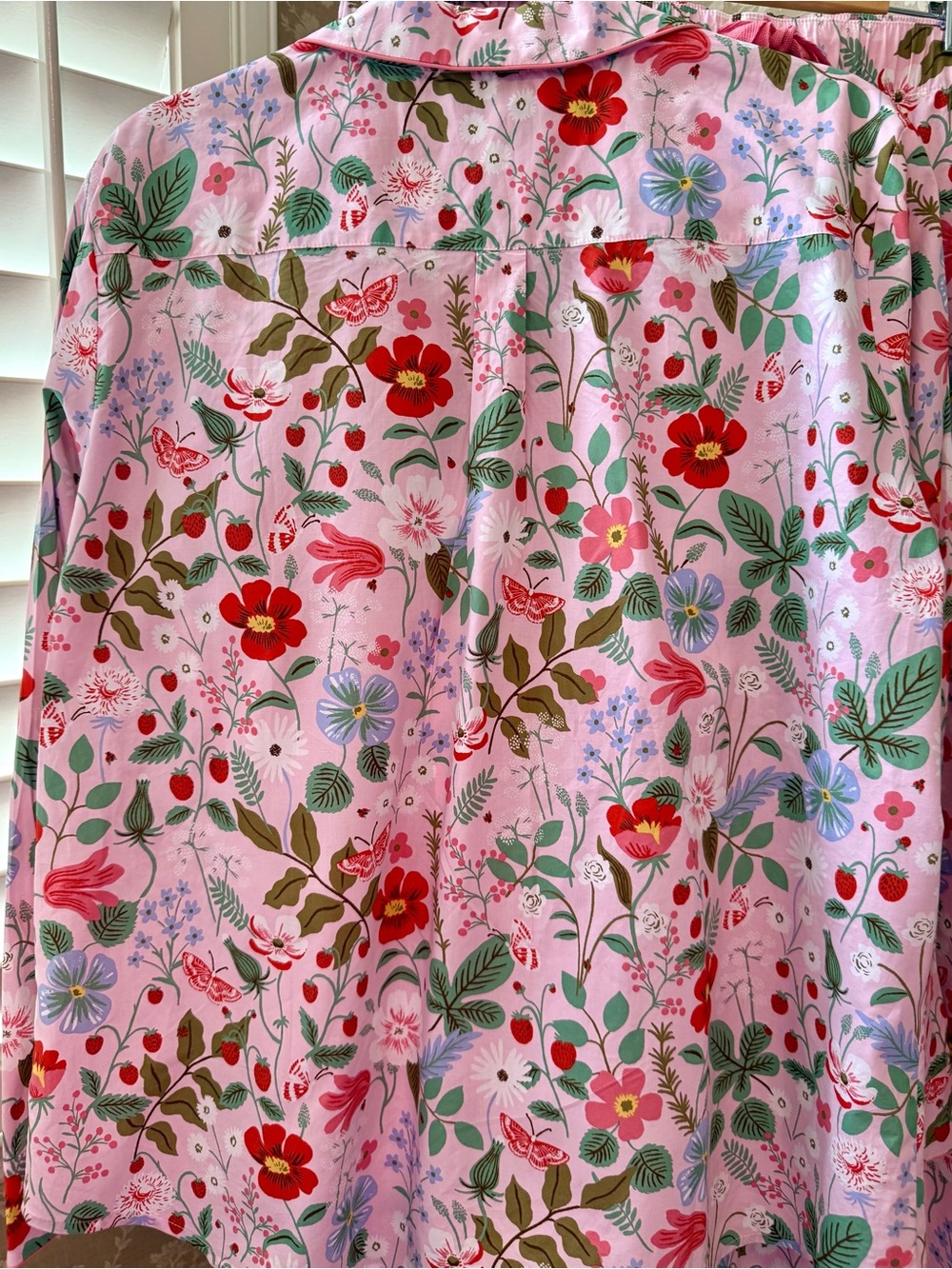 Rifle Paper Co. x The Company Store Pink strawberry Floral Button-Up Pajama Set - Picture 9 of 14